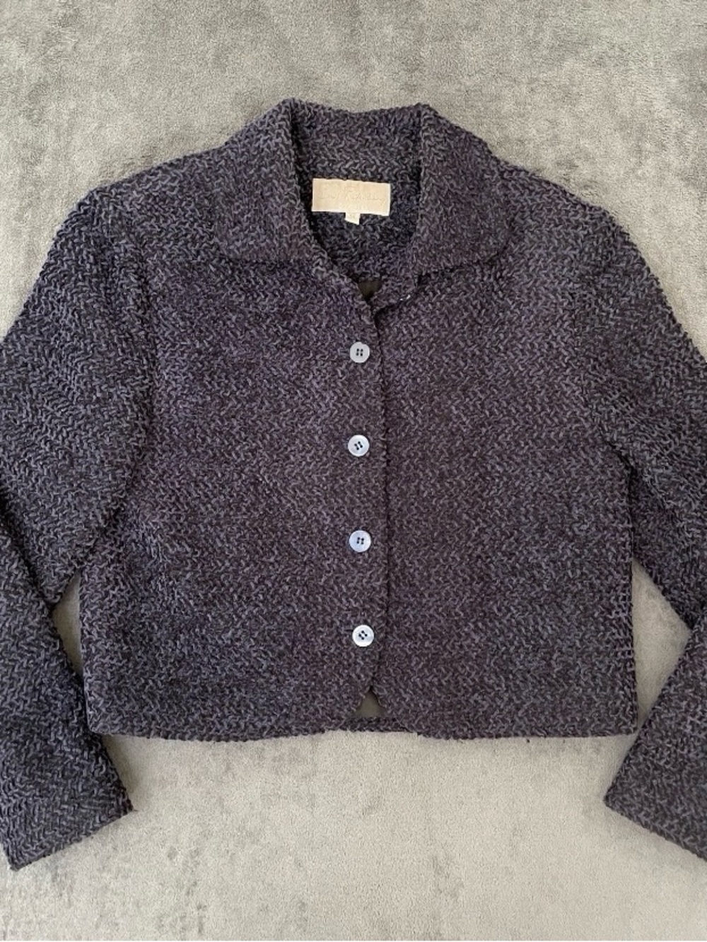 Vintage Blazer Jacket Womens S Blue Button Front Cropped Office Apparel